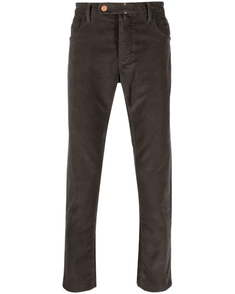 Incotex Schmale Chino aus Cord - Grau Grau