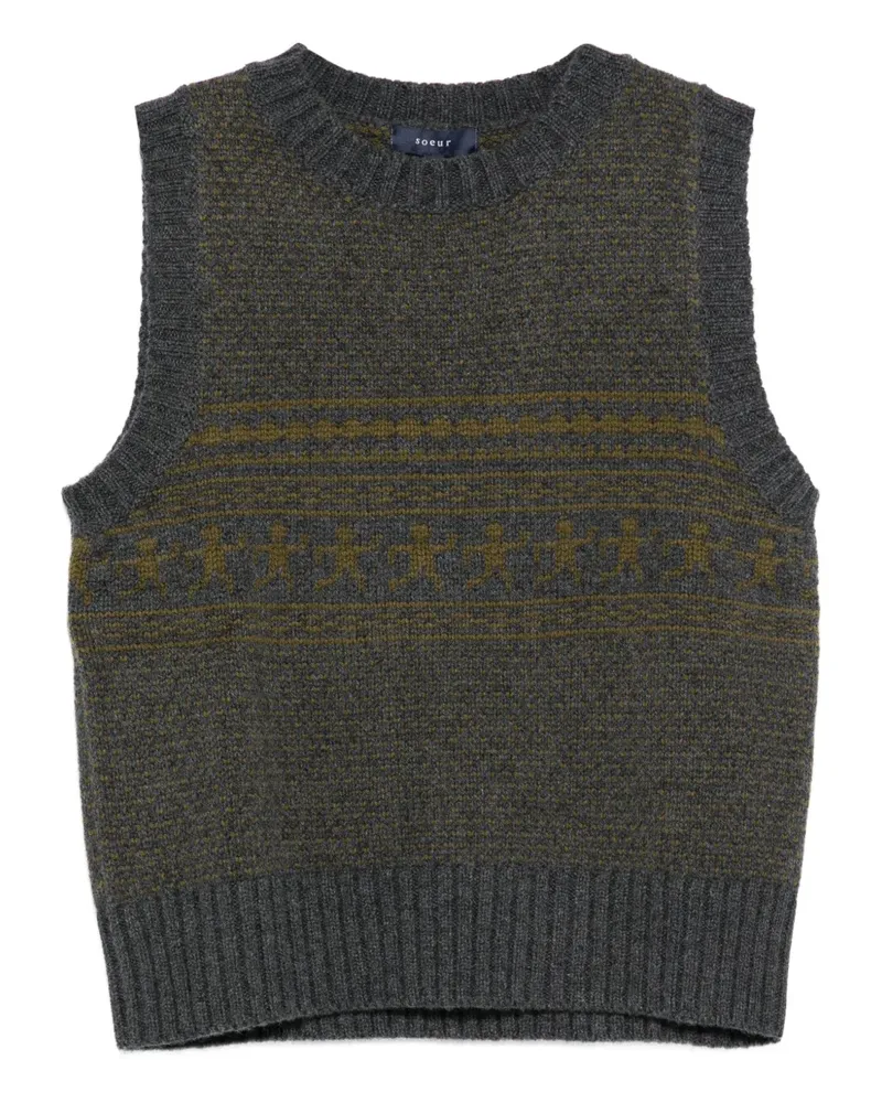 Soeur Fairisle sleeveless knitted top - Grau Grau