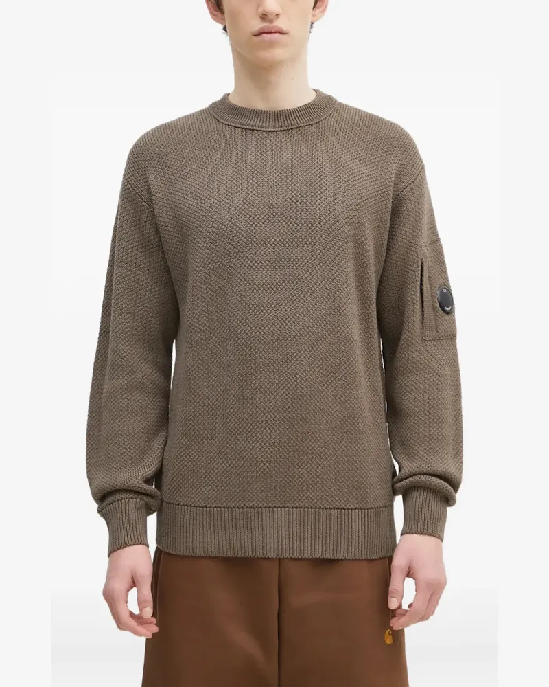 C.P. Company Strukturierter Pullover mit Linsen-Detail - Braun Braun