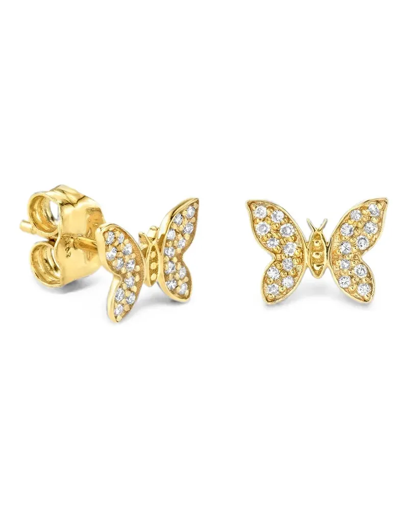 Sydney Evan diamond butterfly stud earrings - Gold Gold