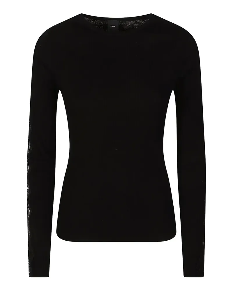 Pinko ribbed-knit lace-trimmed sweater - Schwarz Schwarz