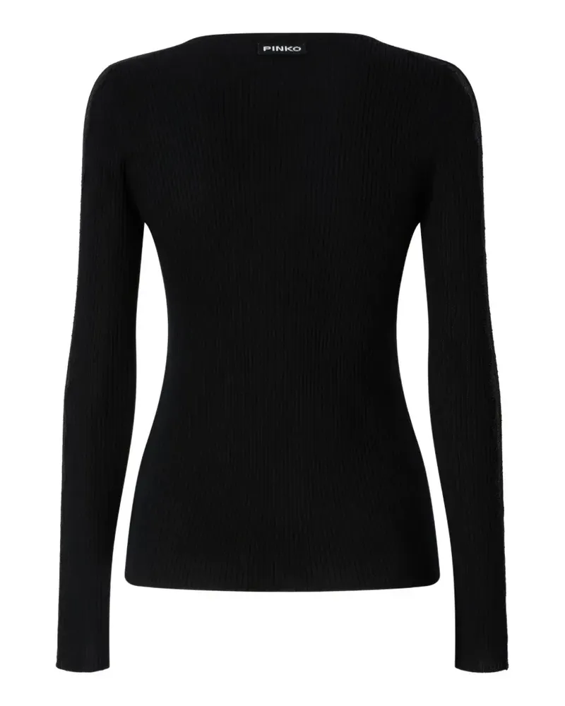 Pinko Gerippter Pullover mit Spitzenbesatz - Schwarz Schwarz