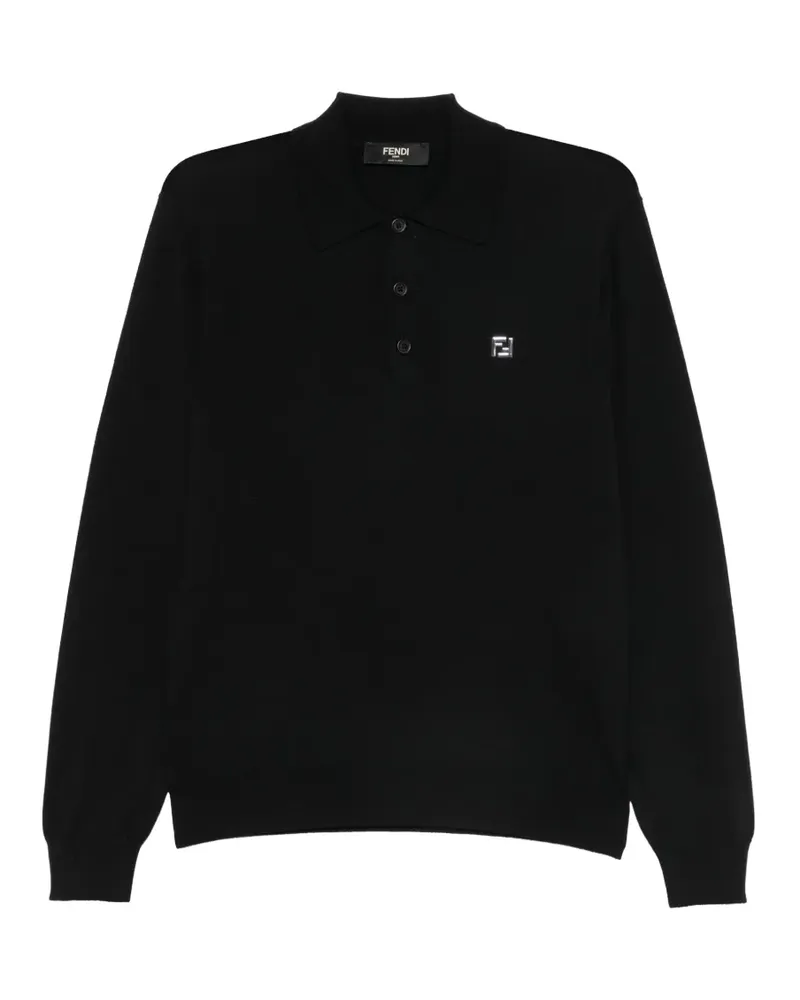 Fendi Poloshirt mit Logo-Schild - Schwarz Schwarz