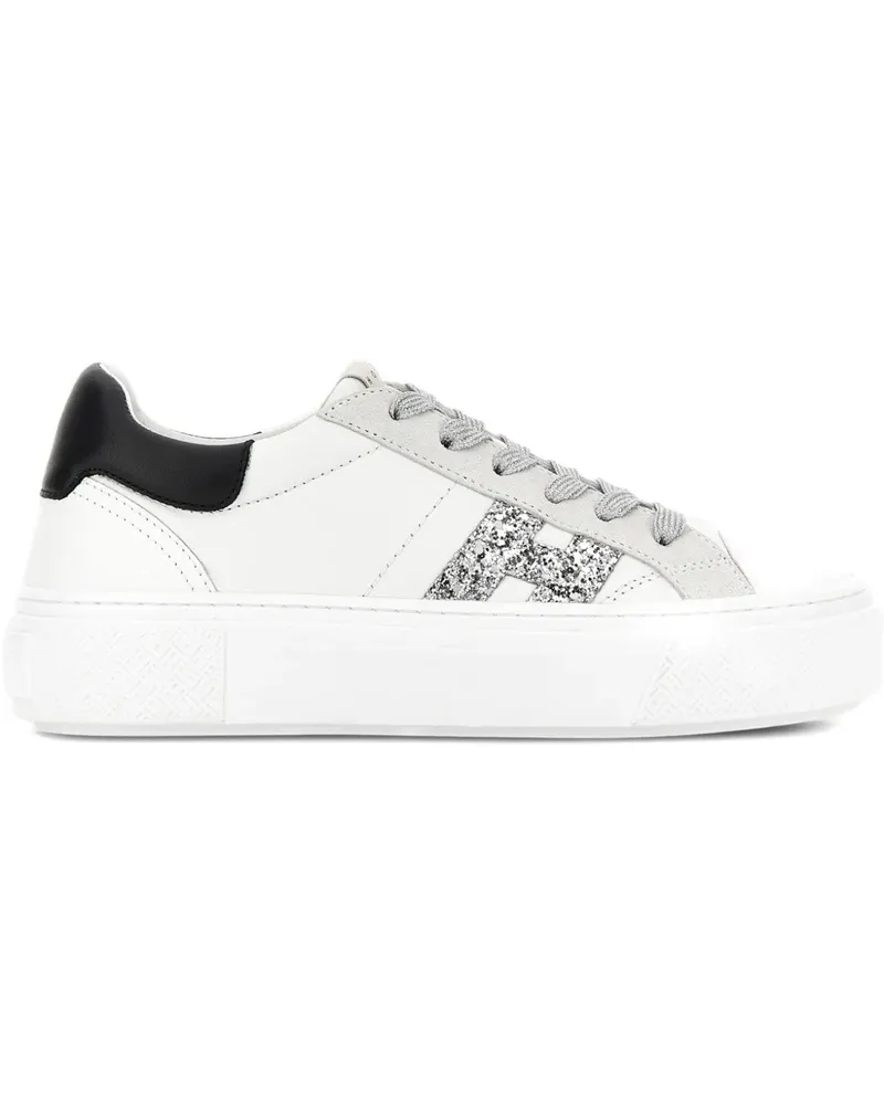 Hogan Crosswind Sneakers mit Glitter-Logo - Weiß Weiß