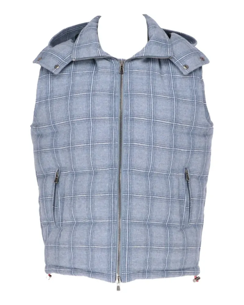 Isaia check-pattern hooded gilet - Blau Blau