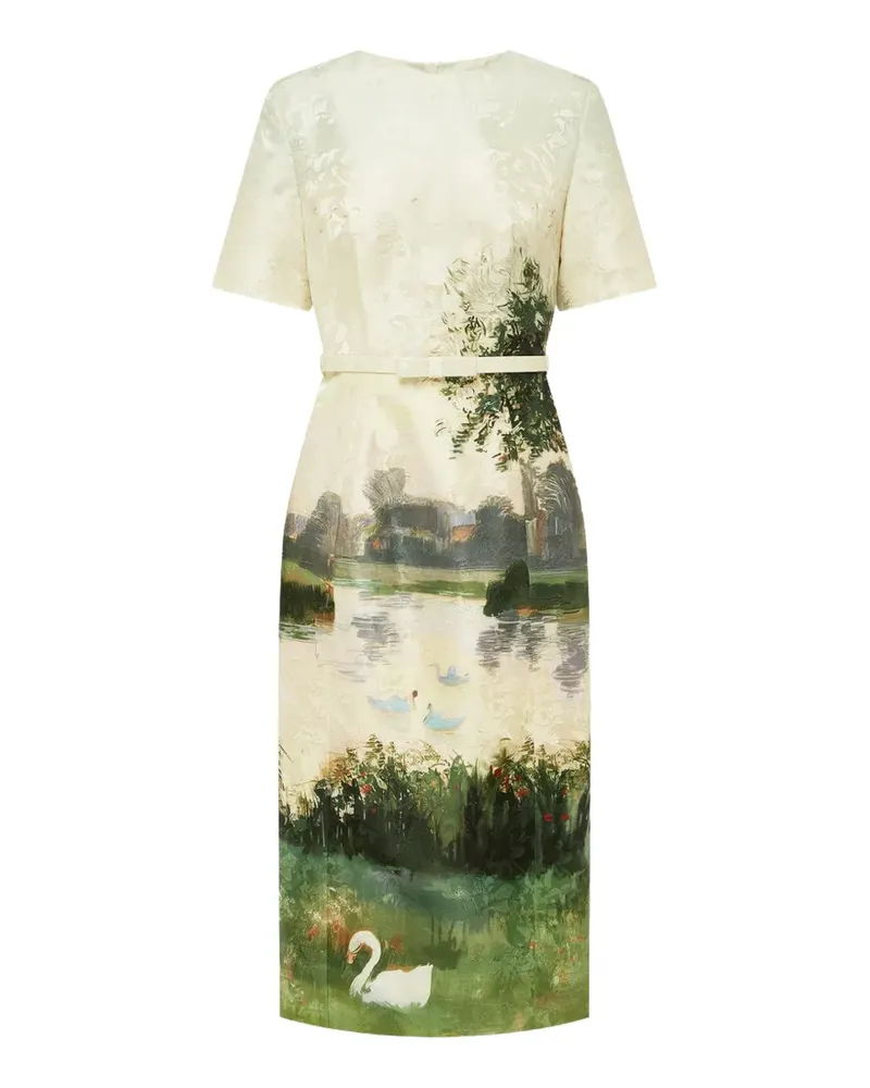 LEO LIN Elizabeth Midikleid mit Jacquardmuster - Nude Nude