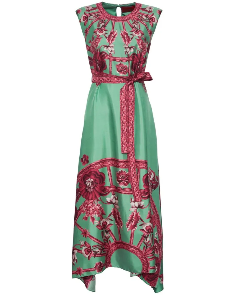 La DoubleJ San Carlo Seidenkleid mit Gürtel - Grün Grün