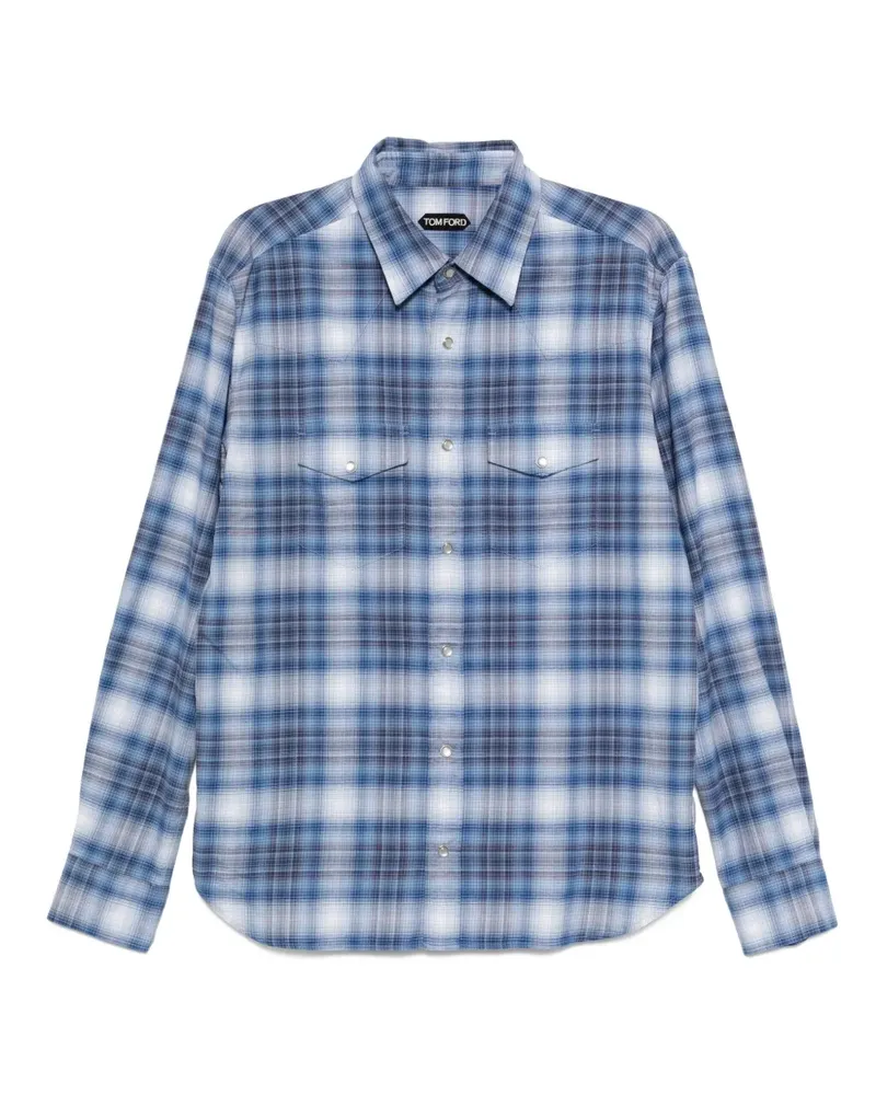 Tom Ford Kariertes Twill-Hemd - Blau Blau