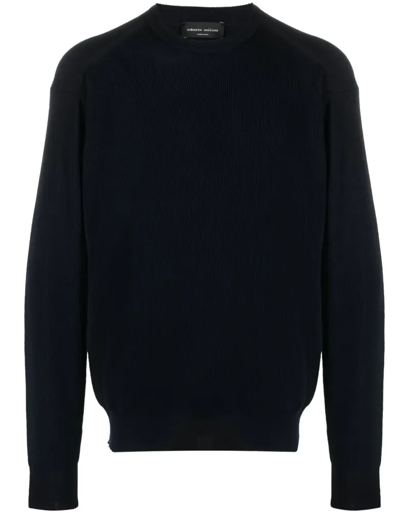 Roberto Collina Merinopullover mit Waffelstrick-Muster - Blau Blau