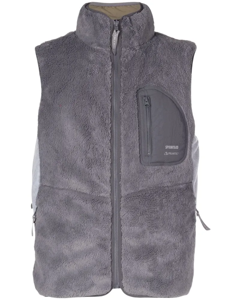 Spoonyard Wendbare Fleeceweste mit Logo-Print - Grau Grau