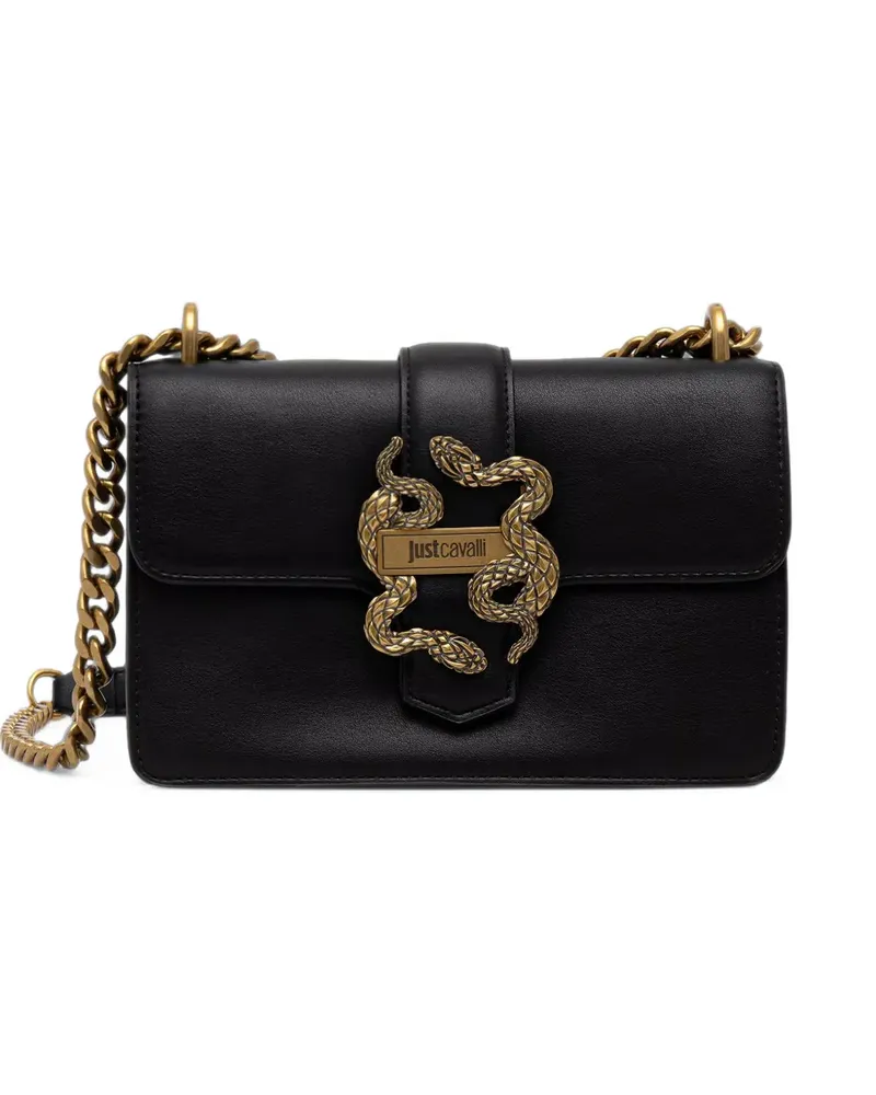 Just Cavalli snake-plaque chain-strap shoulder bag - Schwarz Schwarz