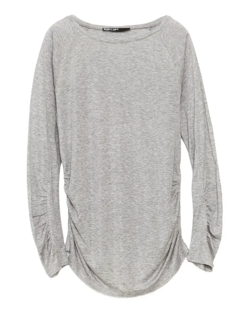 BIMBA Y LOLA Grau meliertes Raglan-T-Shirt mit Raffung Grau