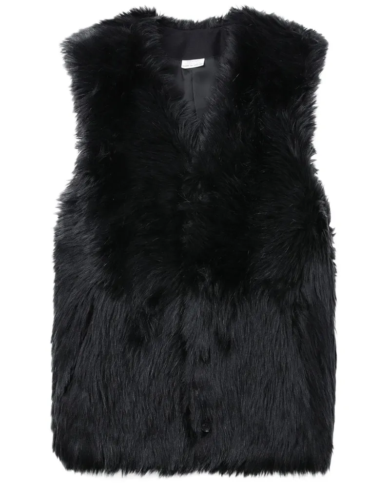 Comme des Garçons Weste aus Faux Fur mit V-Ausschnitt - Schwarz Schwarz