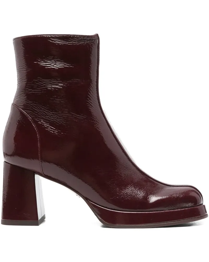 Chie Mihara Stiefel aus Lackleder mit Blockabsatz 75mm - Rot Rot
