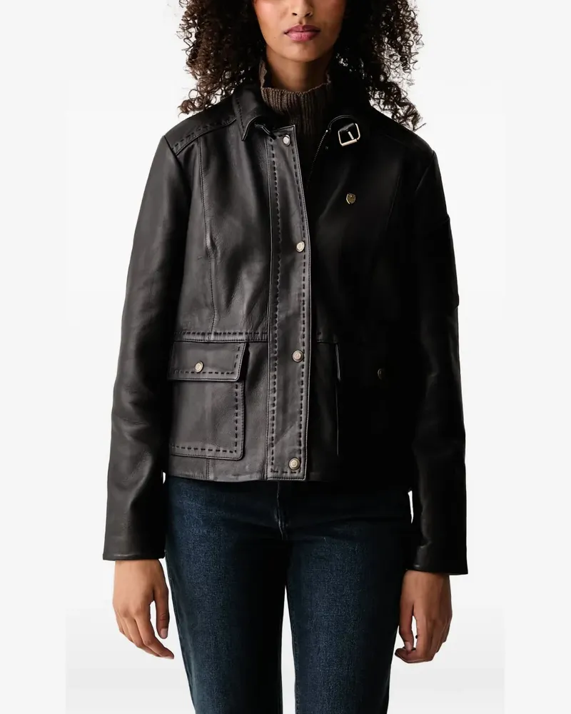 Aeronautica Militare logo-plaque leather jacket - Schwarz Schwarz