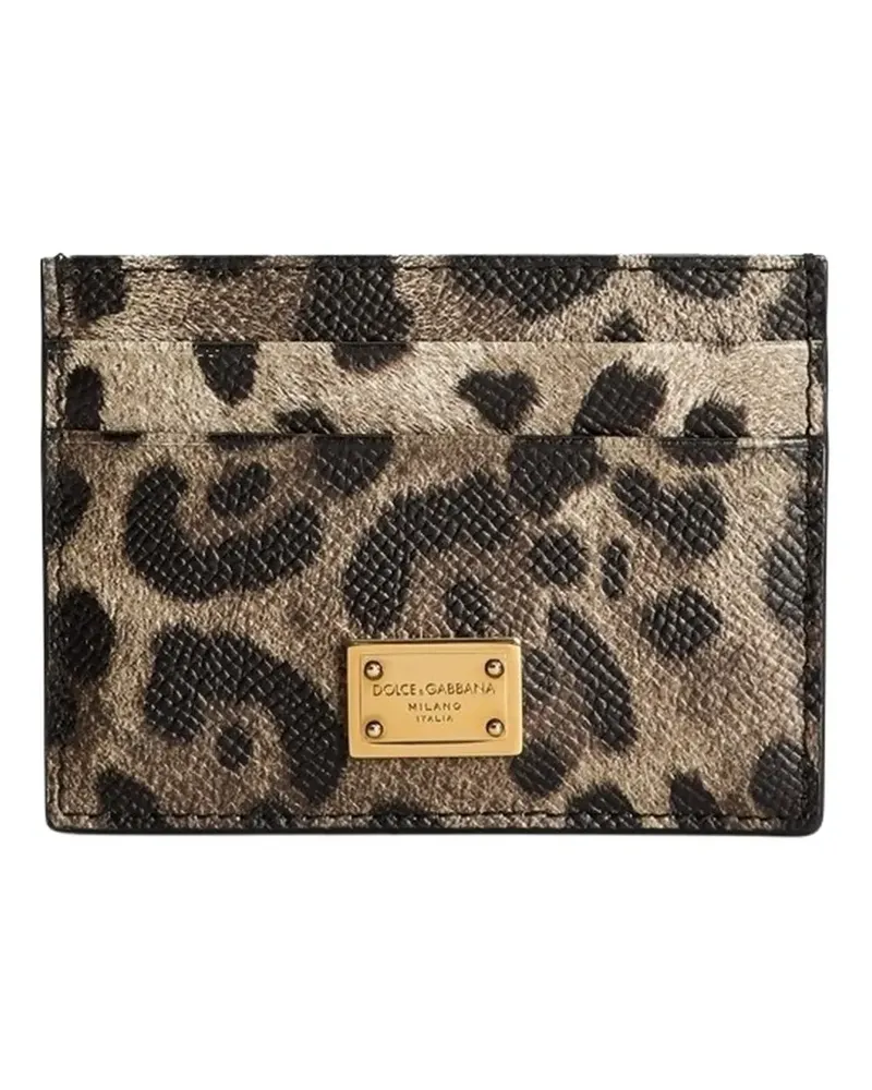 Dolce & Gabbana leopard-print logo-plaque cardholder - Braun Braun