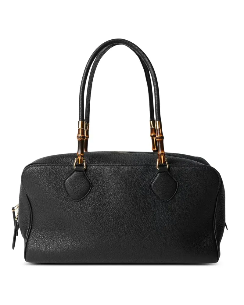 Gucci Große Boston Tote Bag aus Leder mit Bambusdetail - Schwarz Schwarz