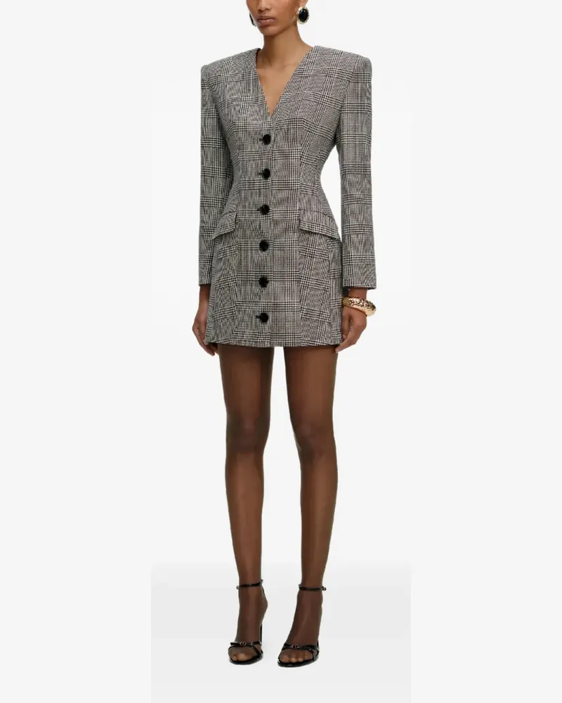 Self-Portrait check button mini dress - Schwarz Schwarz