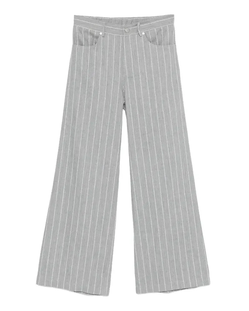 PANICALE Cashmere pinstripe wide-leg trousers - Grau Grau