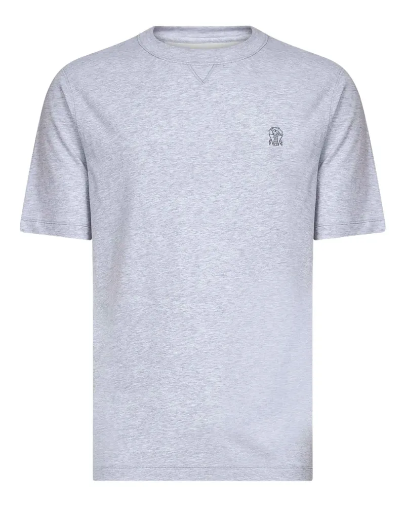 Brunello Cucinelli T-Shirt mit Logo-Stickerei - Grau Grau
