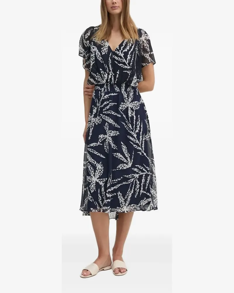 DKNY Midikleid mit Blatt-Print - Blau Blau