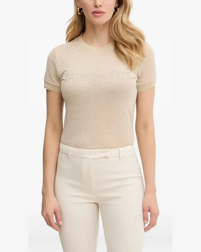 Patrizia Pepe T-Shirt mit Strassverzierung - Nude Nude