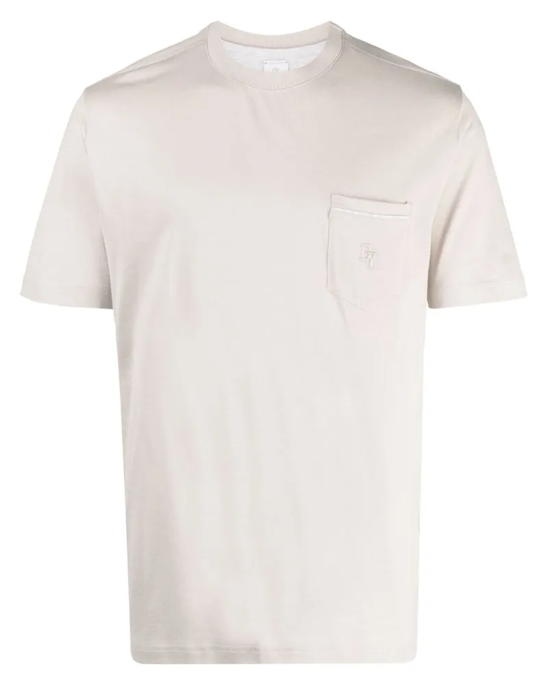 Eleventy T-Shirt mit Logo-Stickerei - Braun Braun