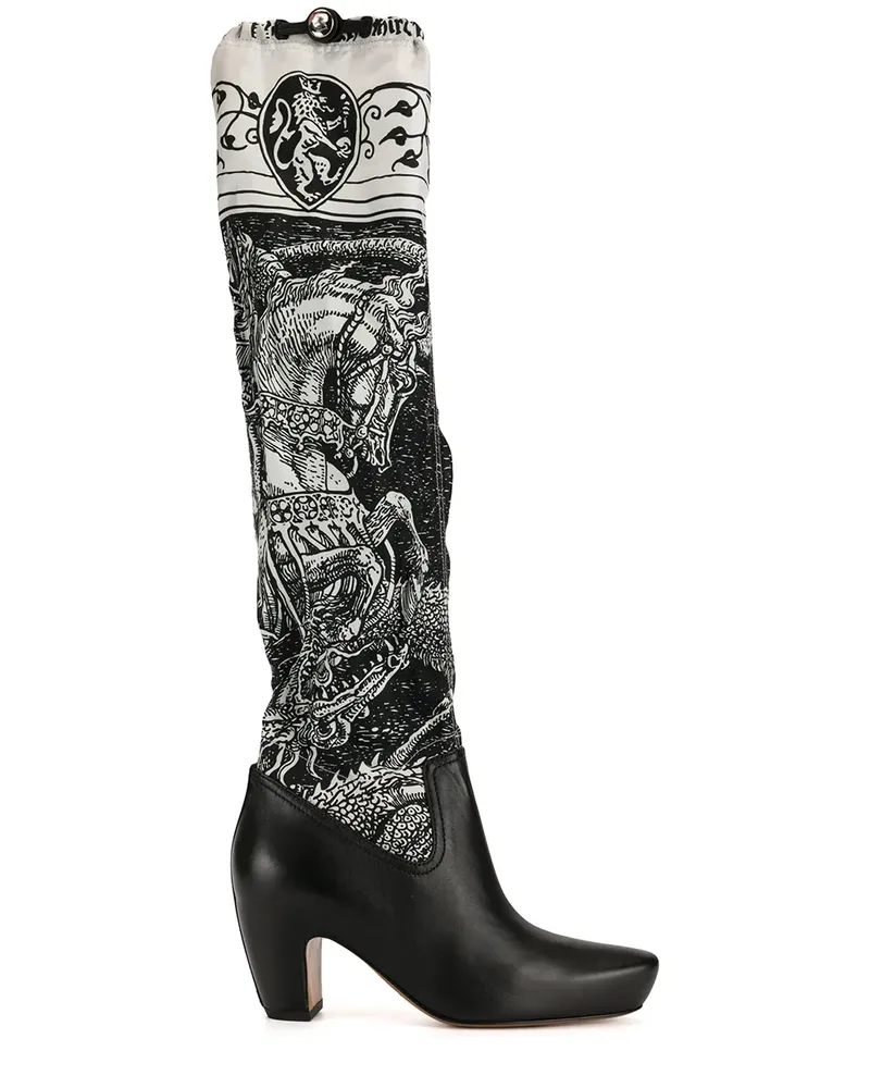 Lanvin Stiefel mit "Saint George and the Dragon"-Print - Schwarz Schwarz
