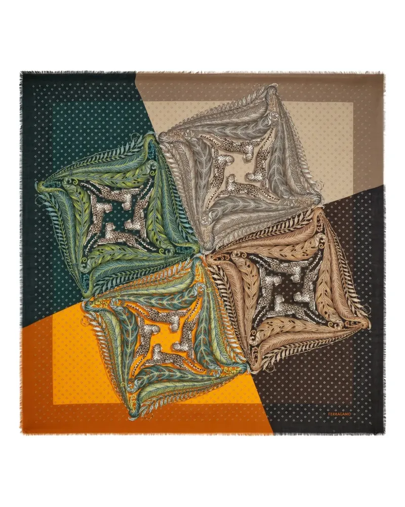 Ferragamo Kaschmirschal mit Madras-Print - Grün Grün