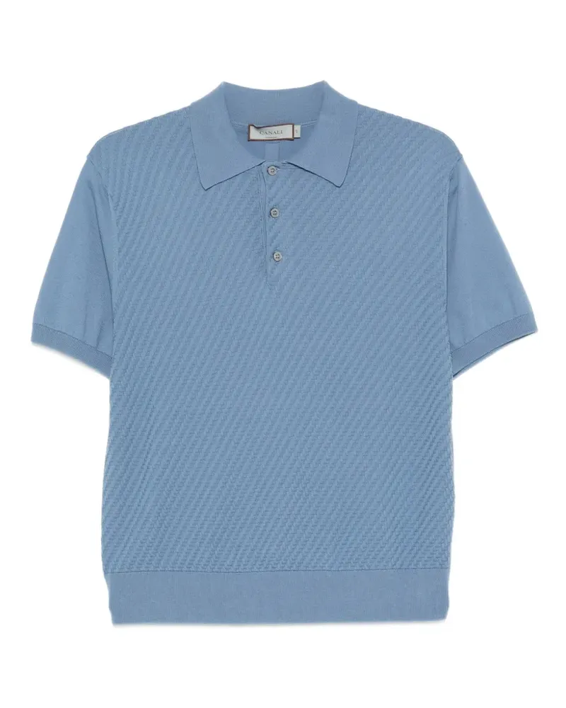 Canali Strukturiertes Poloshirt - Blau Blau