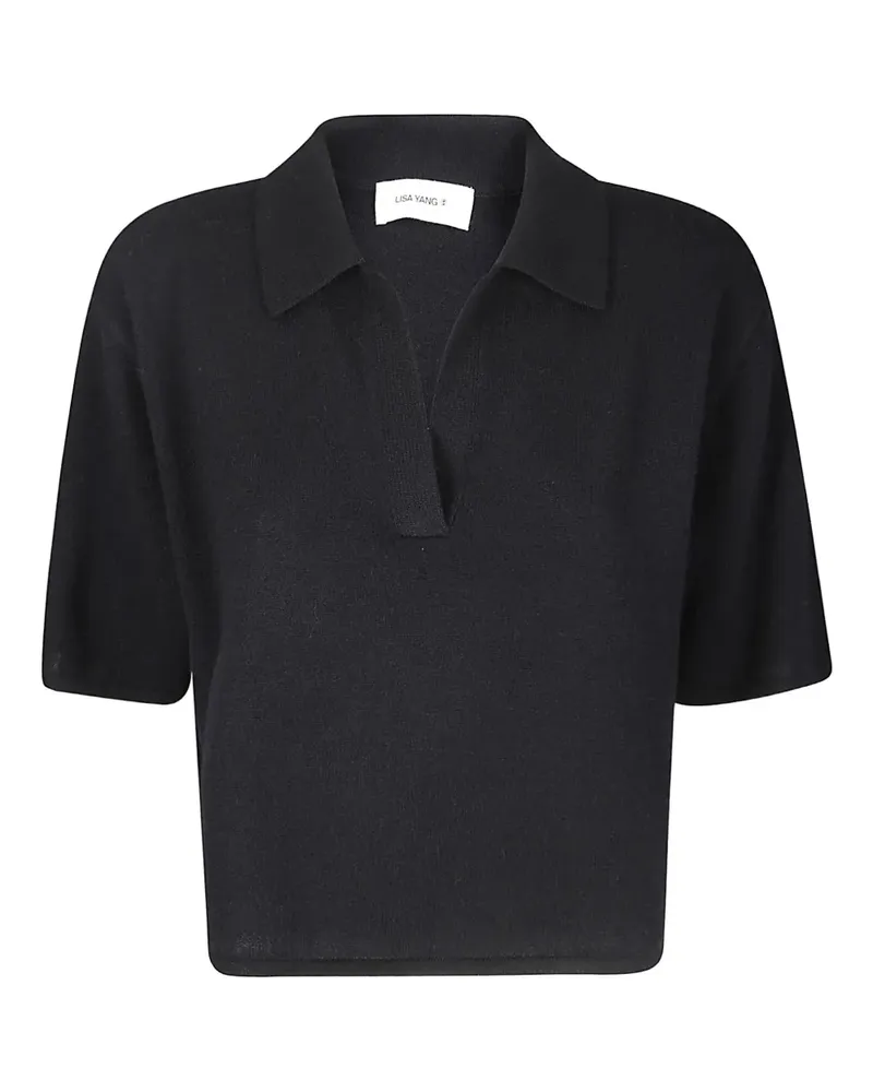 Lisa Yang Kaschmirpullover mit Poloshirtkragen - Schwarz Schwarz