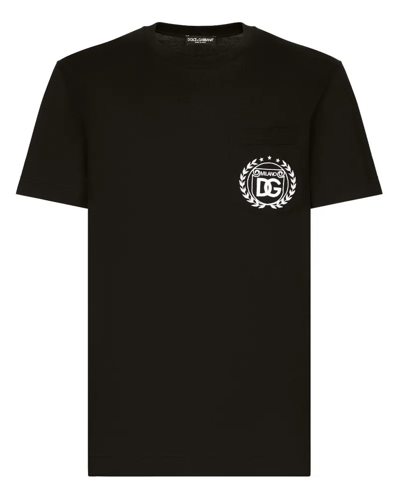 Dolce & Gabbana T-Shirt mit Logo-Stickerei - Schwarz Schwarz