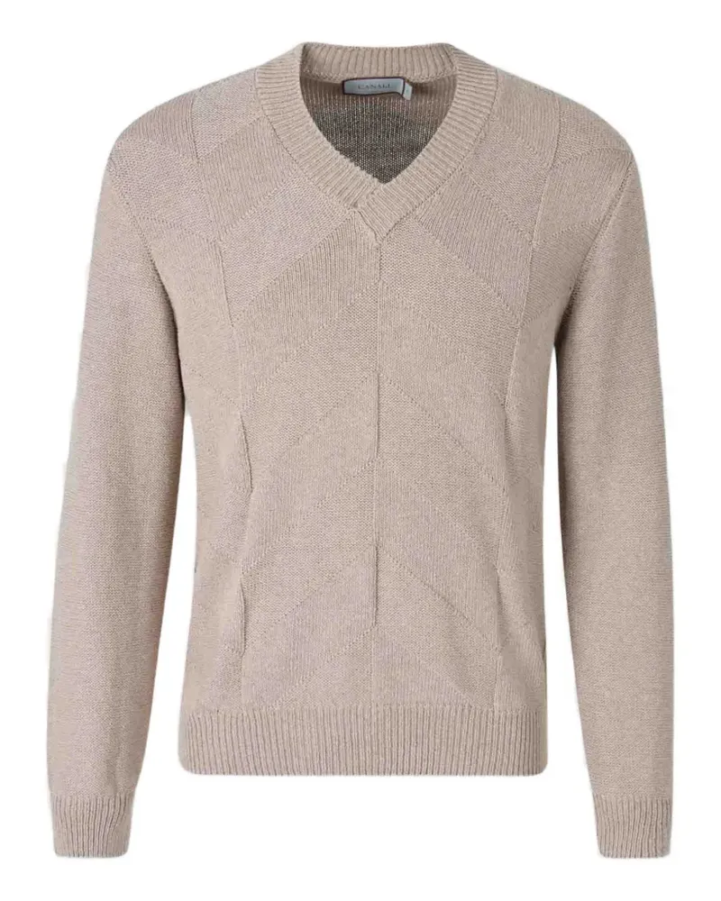 Canali Pullover mit V-Ausschnitt - Nude Nude
