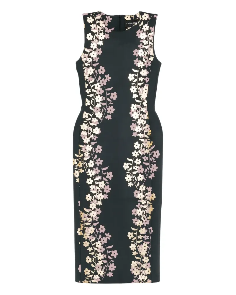 Cynthia Rowley Midikleid mit Blumenmuster - Schwarz Schwarz
