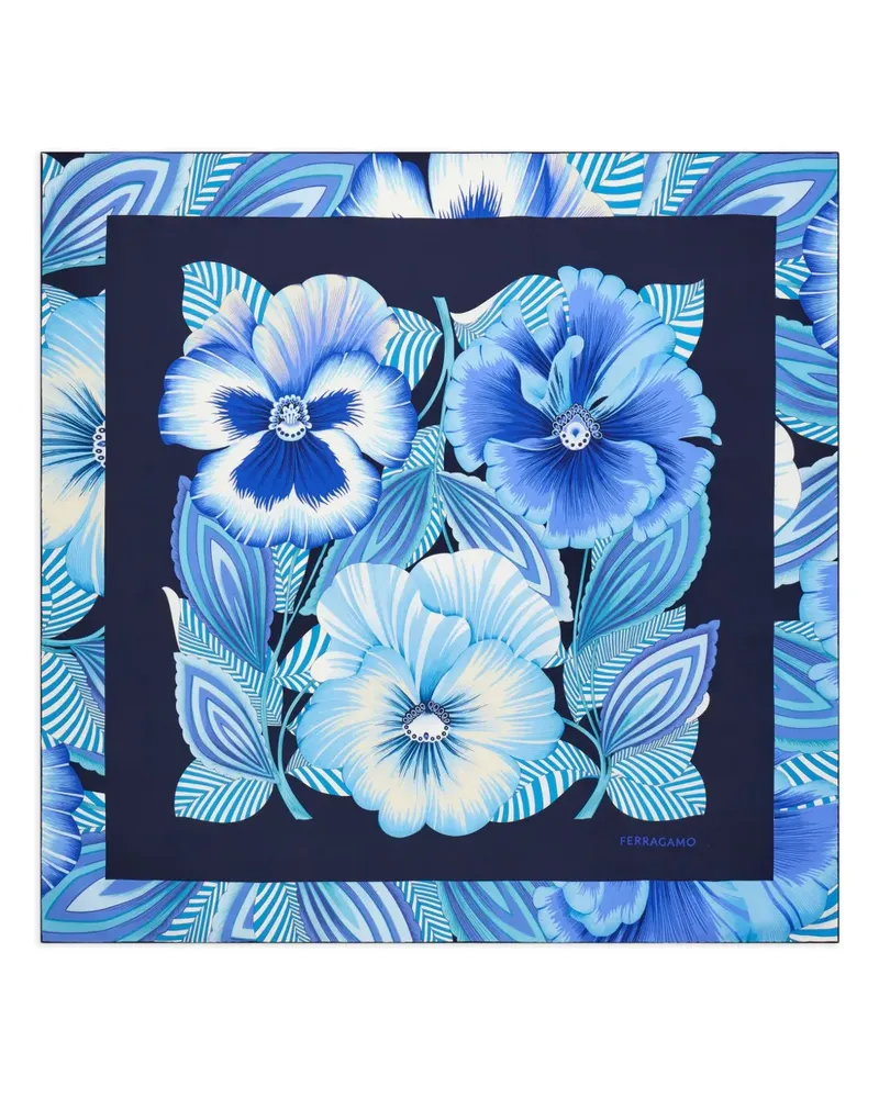 Ferragamo Brezza-print silk scarf - Blau Blau