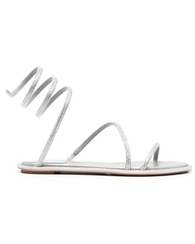 René Caovilla Flache Sandalen mit Kristallen - Grau Grau