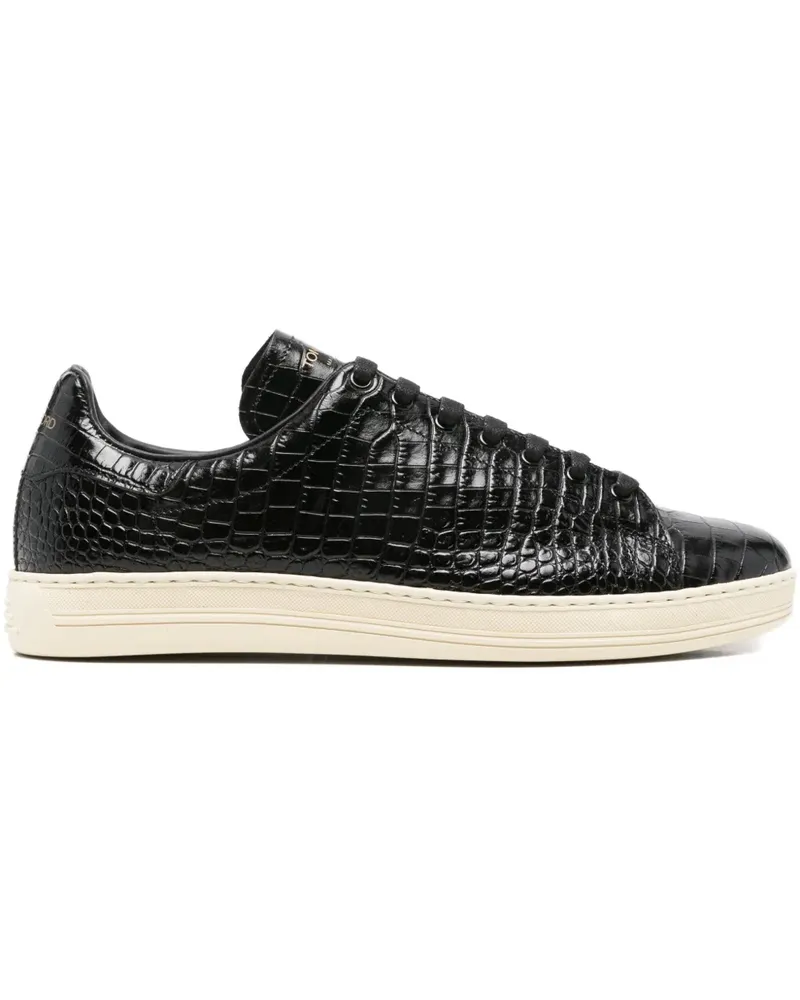 Tom Ford Sneakers mit Kroko-Optik - Schwarz Schwarz