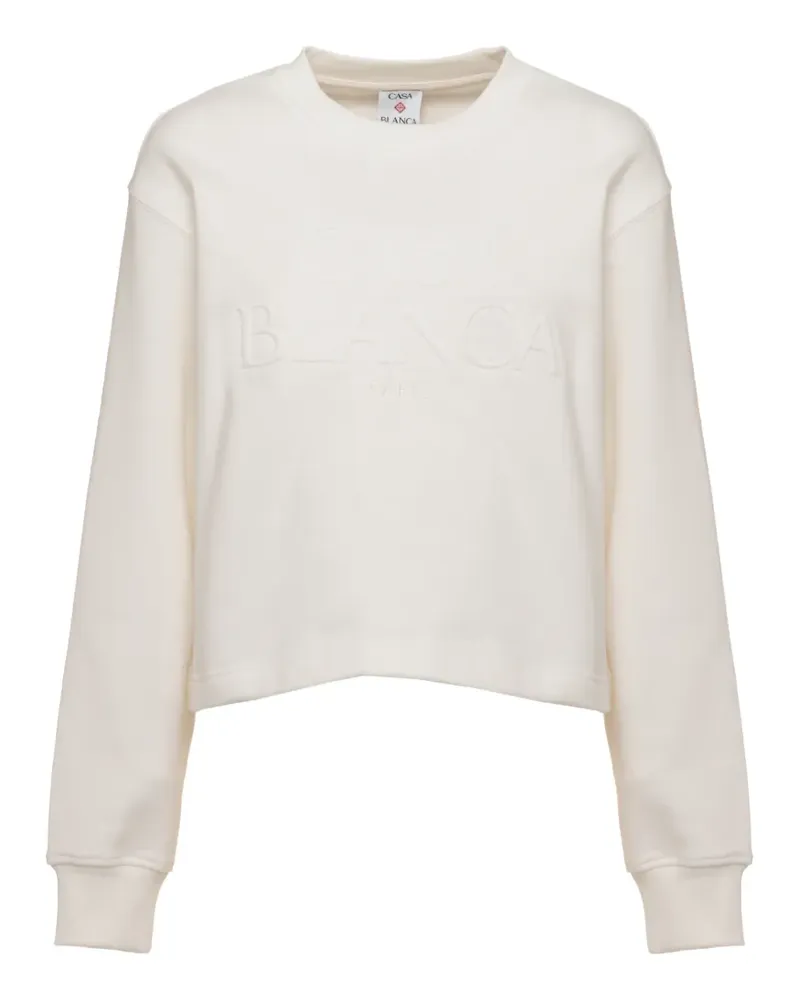 Casablanca Paris logo-embroidered cropped sweater - Nude Nude