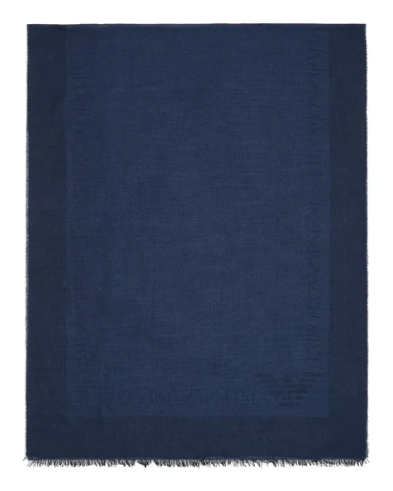 Emporio Armani Jacquard-Schal mit Logo - Blau Blau