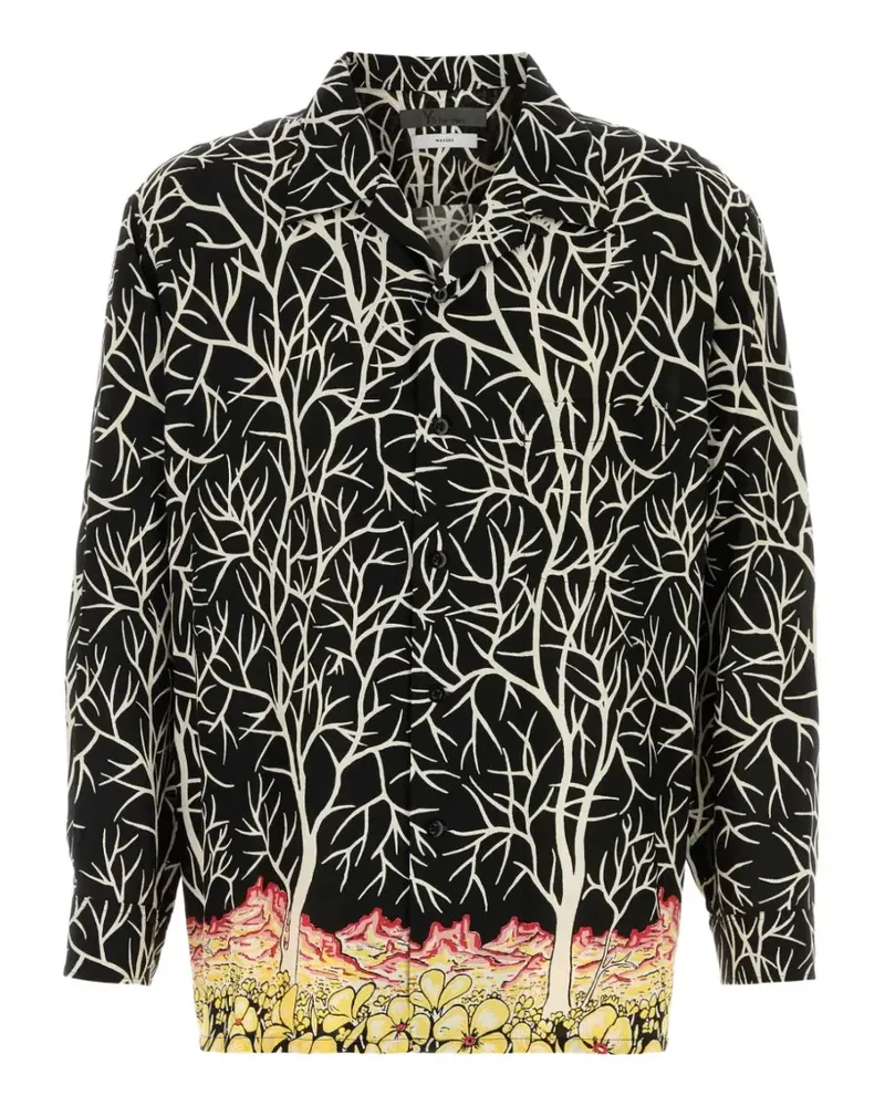 Yohji Yamamoto graphic-print long-sleeve shirt - Schwarz Schwarz