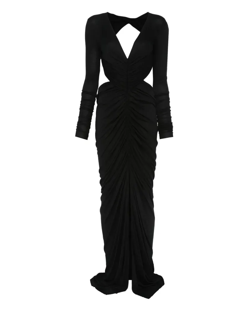 Rick Owens Gerafftes Poppy Abendkleid mit Cut-Out - Schwarz Schwarz