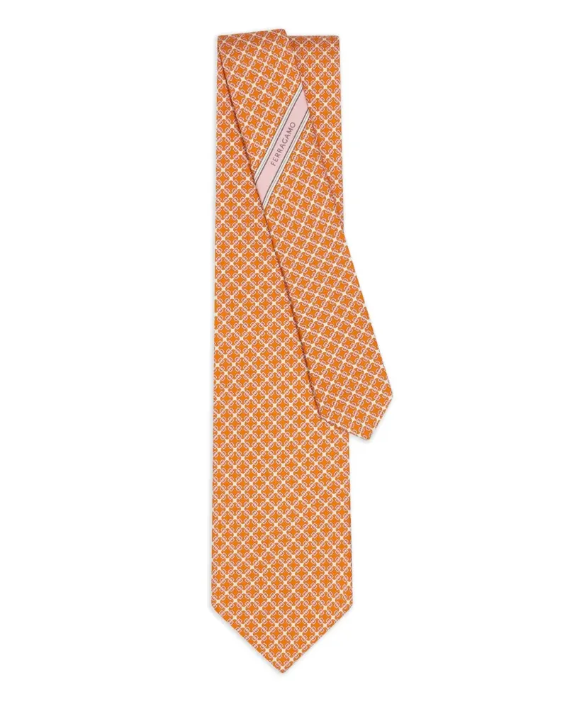 Ferragamo Seidenkrawatte mit Print - Orange Orange