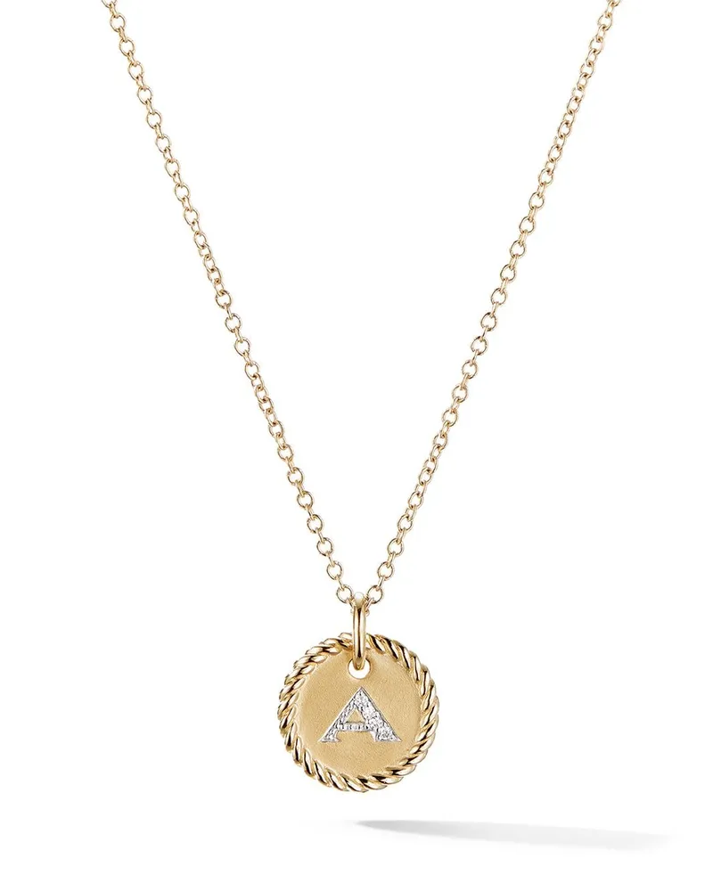 David Yurman 18kt A Initial Charm Gelbgoldhalskette mit Diamanten Gold