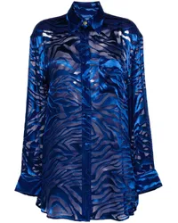 Roberto Cavalli Hemd mit Zebra-Print Blau