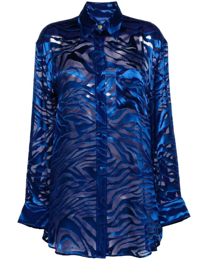 Roberto Cavalli Hemd mit Zebra-Print - Blau Blau