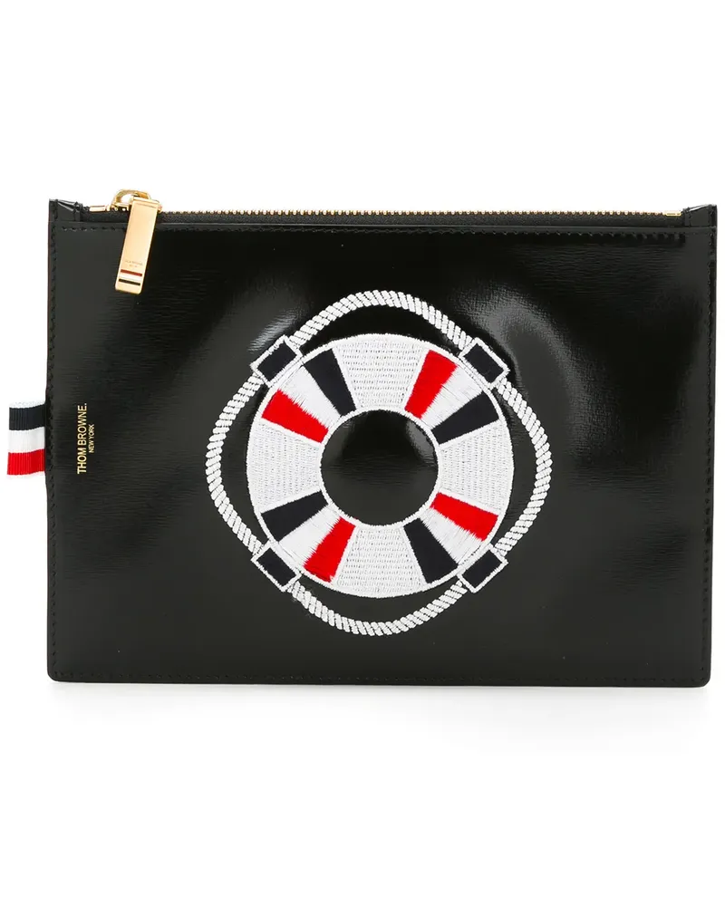 Thom Browne Clutch mit Stickerei - Schwarz Schwarz