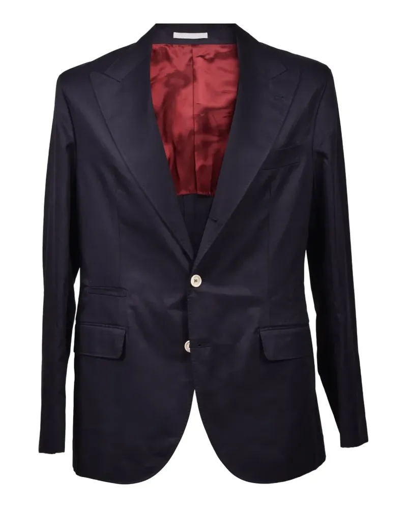 Brunello Cucinelli peak-lapel single-breasted blazer - Blau Blau