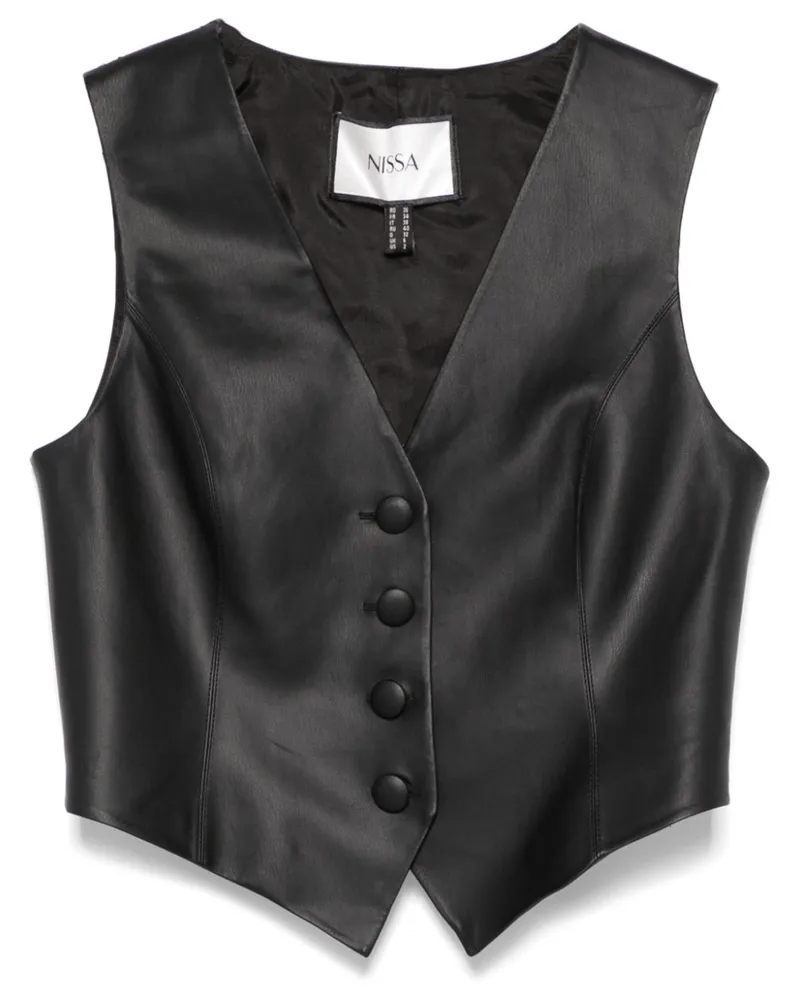 NISSA Weste aus Faux-Leder - Schwarz Schwarz