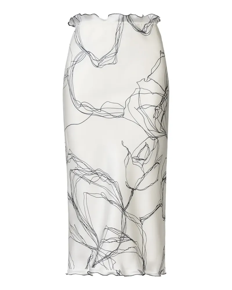 Fabiana Filippi Gerüschter Rock mit Blumenprint - Weiß Weiß