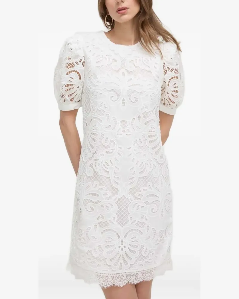 Silvian Heach Minikleid aus Spitze mit Puffärmeln - Weiß Weiß